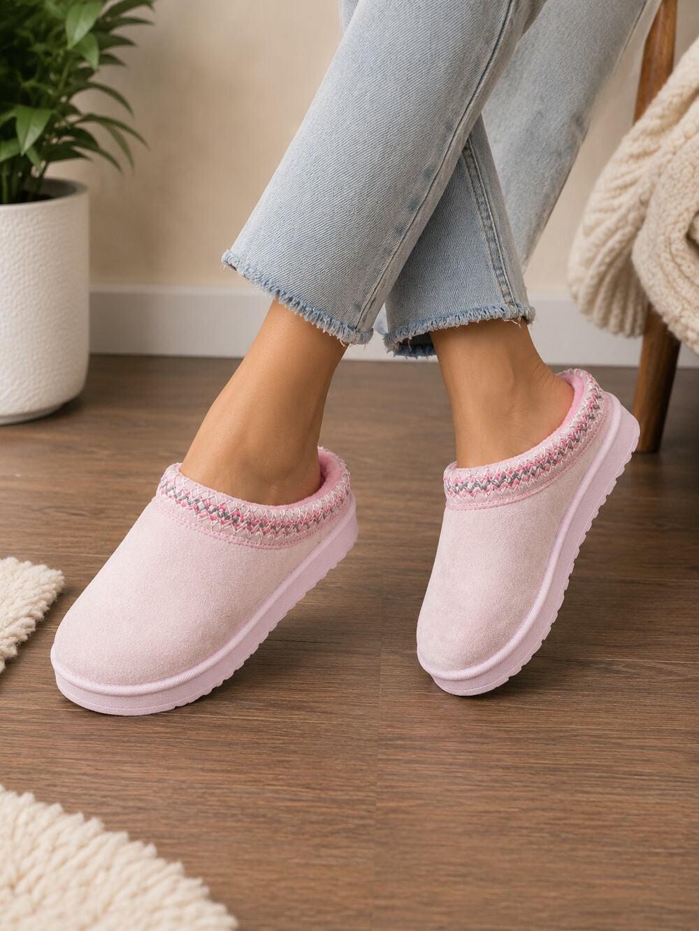 Women’s Cozy Slipper Boots EU 42 US 9 Blush Pink Faux Suede Lined NWOT